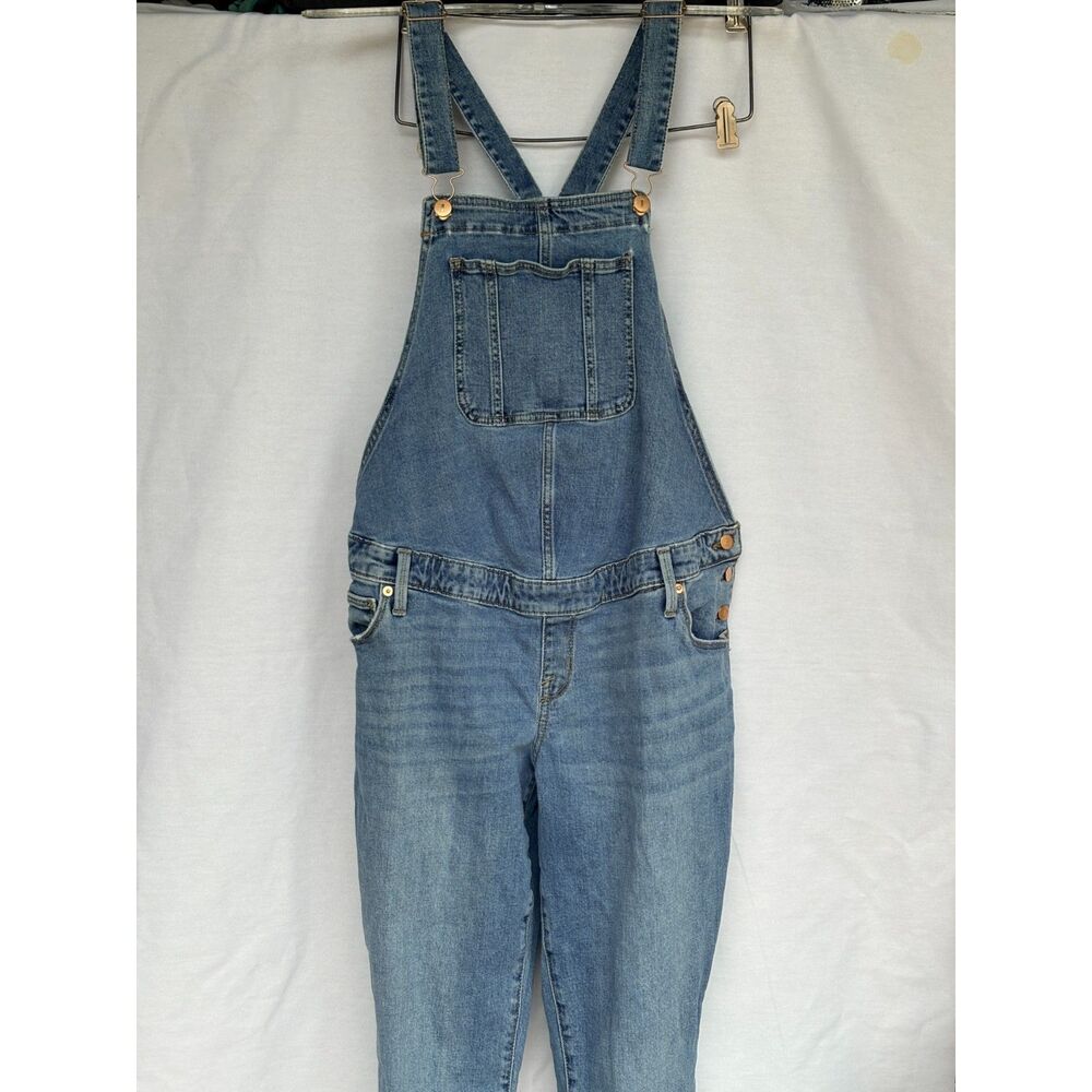 Isabel Maternity Medium Wash Denim Overalls Classic Jean Dungarees 10